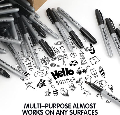 Dabo&Shobo Permanent Markers, 160 Pack Black Permanent Markers Bulk, Fine Tip - Image 5