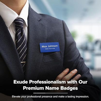 Name Tag, Magnetic Blue and White Name Tags, Personalized Name Tags, 1.5x3 - Image 2