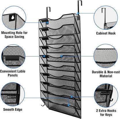 BOHDK Wall File Organizer, 10 Tire Hanging File Folder Mail Organizer, Vertical - Image 3