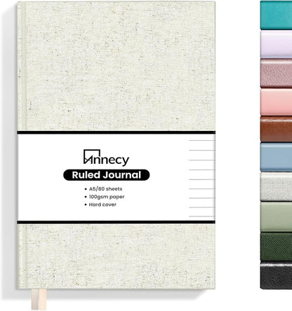Annecy Lined Journal Notebook, Hardcover Leather Journal by Annecy