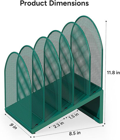 OUTIOE 5-Section Desk File Organizer, Metal Mesh Folder Organizer - Image 4