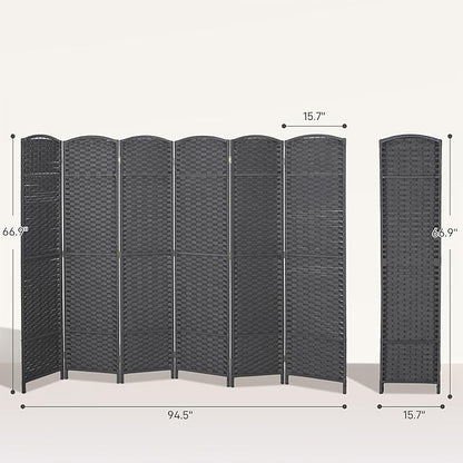 HOMCOM Room Divider, 6 Panel Folding Privacy Screen, 5.6' Tall Freestanding - Image 7