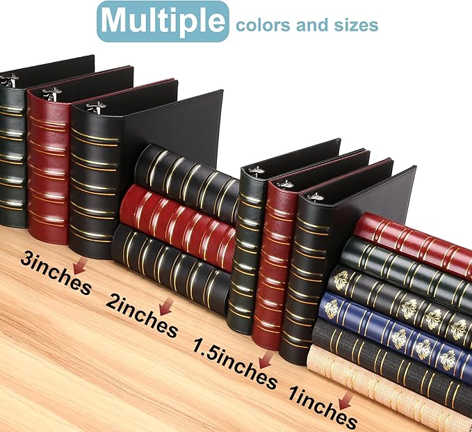 LETVPVOW Vintage Hardback 3 Ring Binder 2 Inch, Professional Leather Binders 2 - Image 6
