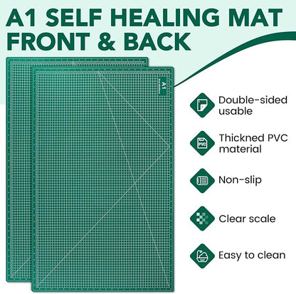 CLOYAN Large Cutting Mat 24"x36", 1 Pack Double-Sided 5-Ply Self Healing Sewing - Image 4