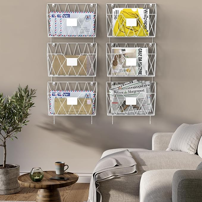 CADUKE 6 Pack Hanging Wall File Organizer Mesh Folder Holder Mail Magazine - Image 6