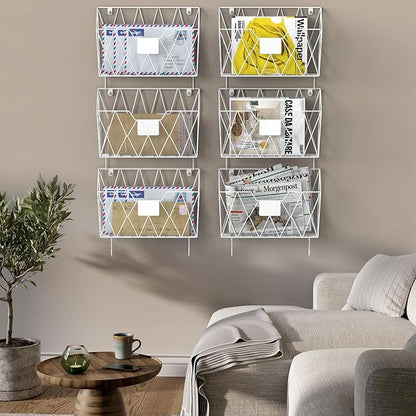 CADUKE 6 Pack Hanging Wall File Organizer Mesh Folder Holder Mail Magazine - Image 6