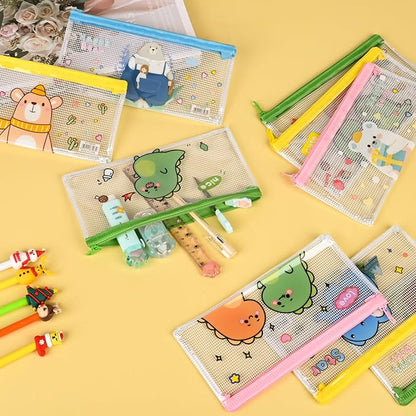 Ulema 36 Pcs Back to School Gifts Cartoon Mesh Pencil Pouch Bags Plastic Zipper - Image 4