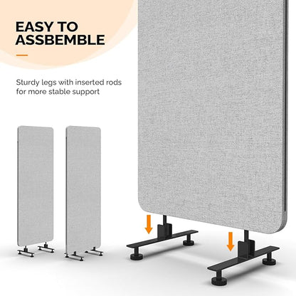 VINGLI Room Divider Screen, Freestanding Privacy Partition Wall, Zipper - Image 4