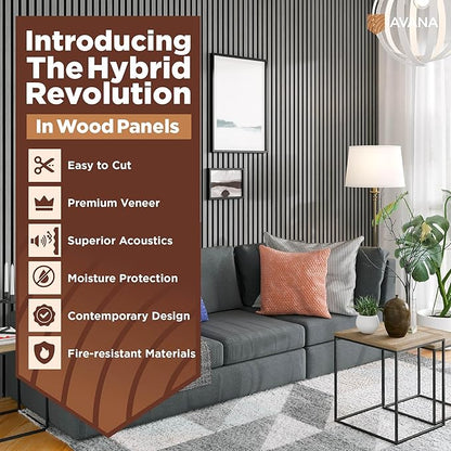 Avana Modern Acoustic Wood Wall Panels – 94.4 X 12.59 Inch Gray Oak Acoustic - Image 2