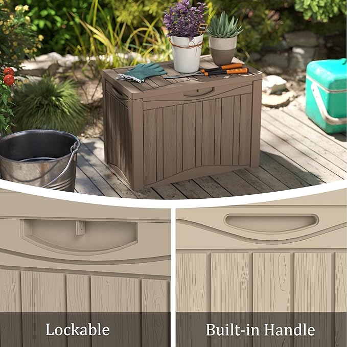 Yardgrace 50 Gallon Deck Box Plus, Outdoor Storage Box Lockable, Waterproof - Image 2