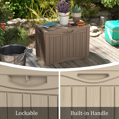 PATIOEASY 45GAL Deck Box -Grey, Lockable Patio Outdoor Storage Box - Image 5