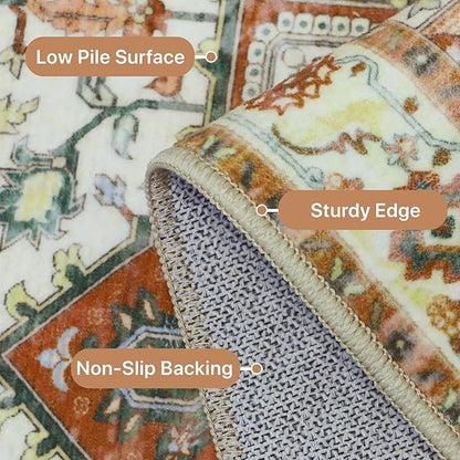 GENIMO 8x10 Area Rugs for Living Room, Machine Washable Non Slip Vintage Retro - Image 6
