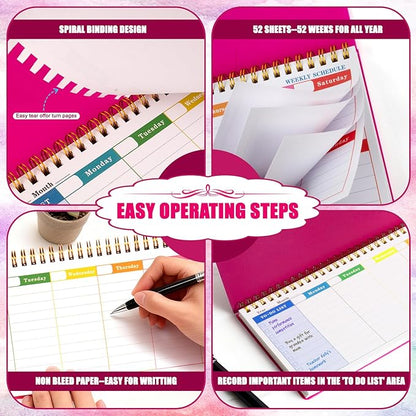 MOSA BEAR Undated Weekly Planner, 60-Week Horizontal Layout Desk Planner Daily - Image 4