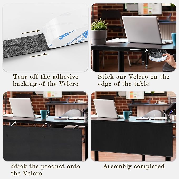 EcoBrisa 48" Under Desk Privacy Panel Self-Adhesive Modesty Panel Stand Up Desk - Image 5