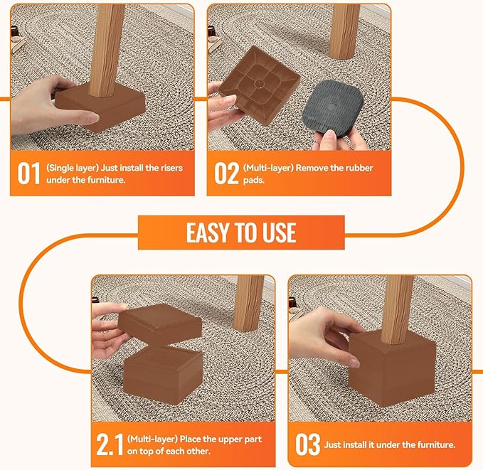 shouwuhho Furniture Risers, 12 Pack Bed Risers - Image 7