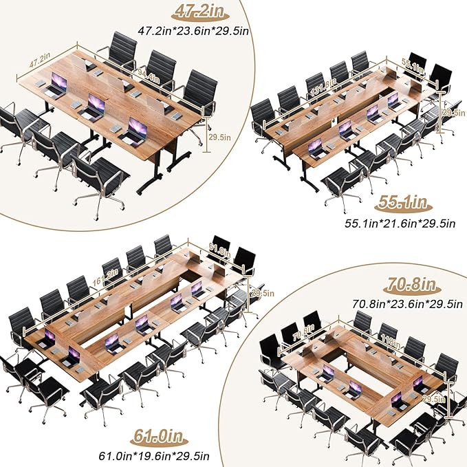 WYMHYZ Conference Table Flip Top Mobile Conference Room Tables, Folding - Image 4