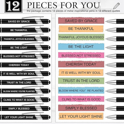 Zonon 12 Pcs Inspirational Pens Bulk Funny Ballpoint Pen - Image 3