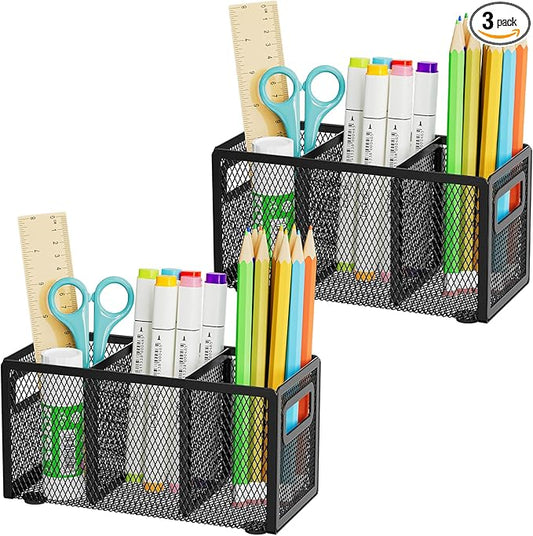 Marbrasse 2P Mesh Pen Holder for Desk, Pencil Holder Desk Organizer 3 by Marbrasse