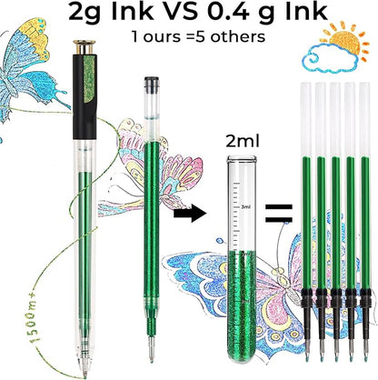 ZSCM Retractable Super Glitter Gel Pens, 12 Colors Large Capacity Metallic - Image 3