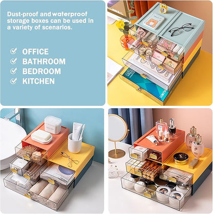 DETEIN 2 PACK Stackable Desk Organizer Stackable Storage Drawer Small Desk - Image 3