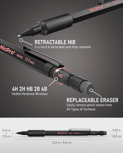 Nicpro 0.5 mm & 0.7 mm Mechanical Pencil Set - Image 4