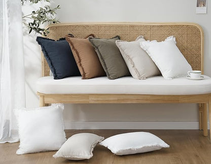 Foindtower Set of 2 Decorative Linen Fringe Throw Pillow Covers Boho Farmhouse - Image 7