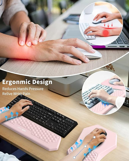 Ergonomic Mouse Pad and Keyboard Wrist Rest Support Set, Massage Design Mousepad - Image 2
