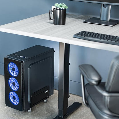 VIVO Computer Mid-Tower Case, CPU Steel Rolling Stand, Adjustable Mobile Cart - Image 9
