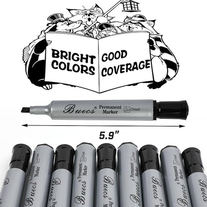 Buecs Permanent Markers, Chisel tip, Waterproof &Fade Resistant, Quick Drying - Image 4