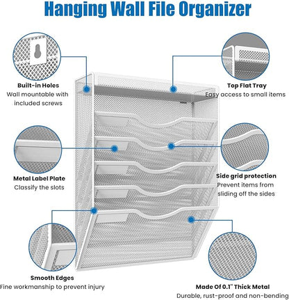 KZWKRG 6 Tier Wall File Organizer Hanging Vertical File Organizer, Wall Mounted - Image 4