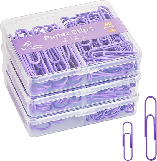 NEEWAY Colorful Paper Clips Assorted Sizes, Small and Large Paperclips by NEEWAY