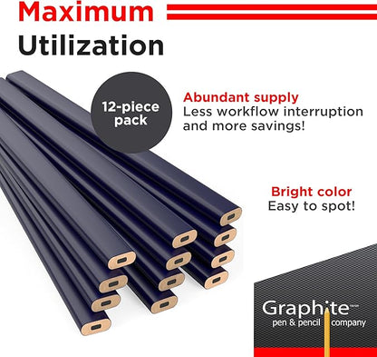 GRAPHITE Hard Lead Carpenter Pencil #2 Lumber Pencil Pack of 12 PCS - Image 3