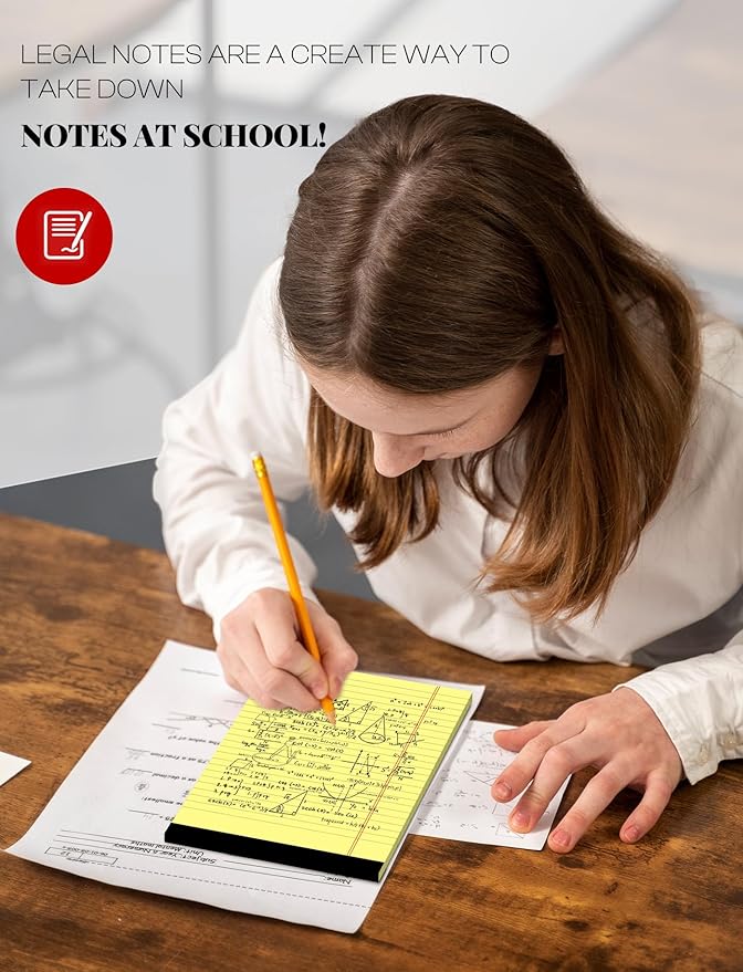 Yellow Legal Pads 5×8 Small Notepads 4 Pack Yellow Note Pads 5×8 College Ruled - Image 7