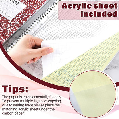 Affrolling 2 Pack Carbonless Lab Notebook Carbon Copy 8.5'' x 11'' 50 Sets of - Image 4