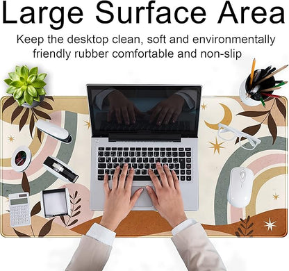 Boho Desk Mat, Abstract Retro Plant Large Mouse Pad, XXL Gaming Large Mousepad - Image 4
