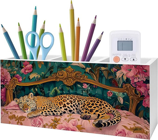 Exqcom Trendy Retro Leopard Pen Pencil Holder, Leopard Print Gifts by Exqcom