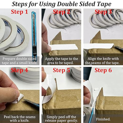 SmaringWing Double Sided Tape for Crafts, 6 Rolls Multi-Size Double-Sided - Image 4