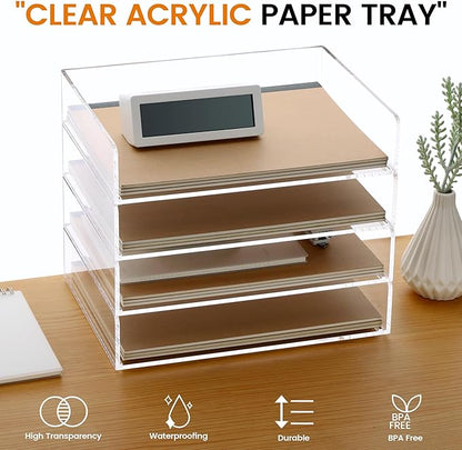 Acrylic Paper Tray, 4 Tier Paper Organizer - Image 2