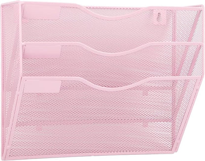 EASEPRES 3 Pocket Mesh Hanging Wall File Organizer, Wall Mounted Mail Paper by EASEPRES