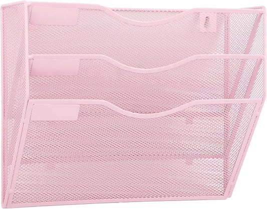 EASEPRES 3 Pocket Mesh Hanging Wall File Organizer, Wall Mounted Mail Paper by EASEPRES