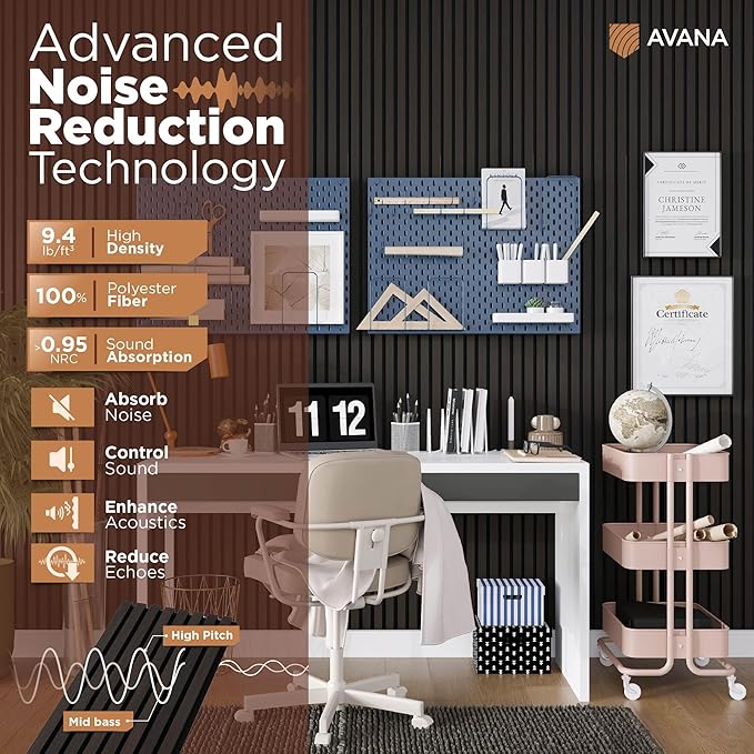 Avana Modern Acoustic Wood Wall Panels – 94.4 x 12.6 Inch Smoke Oak Acoustic - Image 5