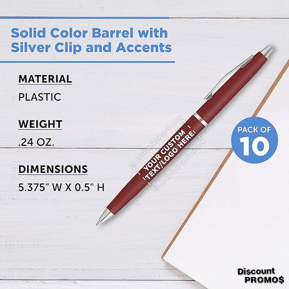 DISCOUNT PROMOS Custom Langham Ballpoint Pens Set of 10, Personalized Bulk Pack - Image 4