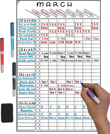 Multi-use Magnetic to-Do List Board Chore Chart List Goal Planner Task Habit by Dewny+brand