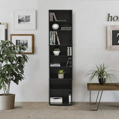 Furinno JAYA DVD Shelf, 8-Tier Tall Narrow CD Rack, Media Shelf - Image 2