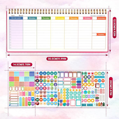 MOSA BEAR Undated Weekly Planner, 60-Week Horizontal Layout Desk Planner Daily - Image 2