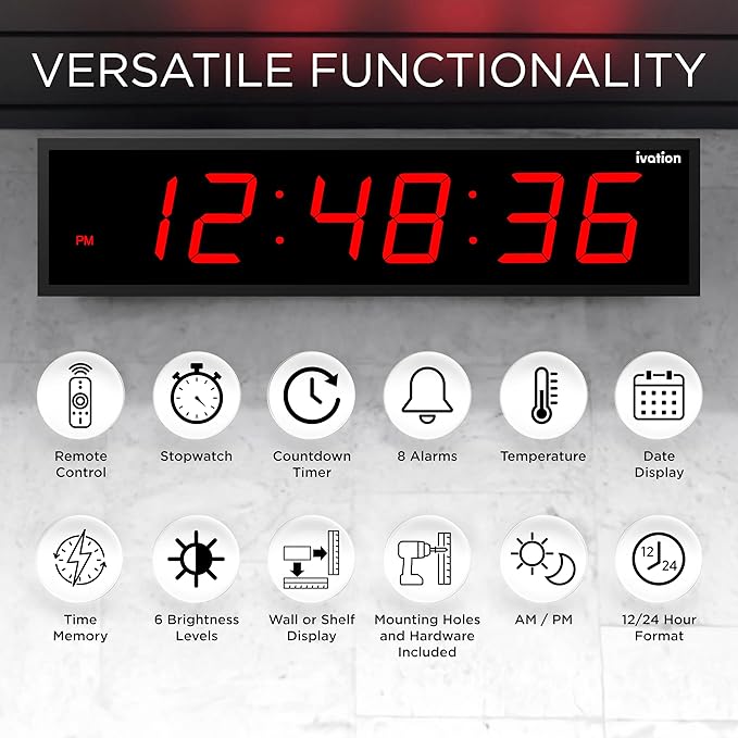 Ivation Huge Oversized 60" Large Digital LED Clock | Big Digital Clock - Image 7