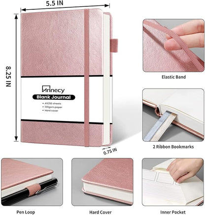 Annecy Blank Journal Notebook, Medium 5.5x 8.25, 160 Pages 100GSM Writing Paper - Image 2