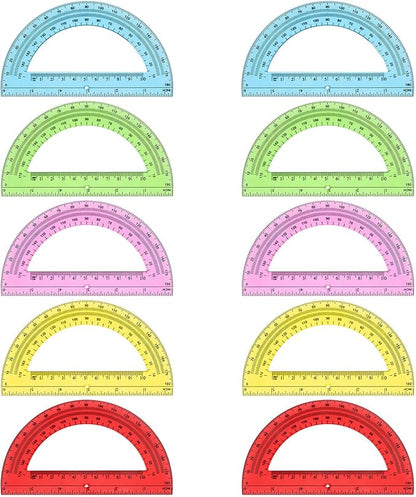 Hoiny 10 Pack Clear Protractor, 6 Inch Plastic Protractors, 180 Degrees by Hoiny