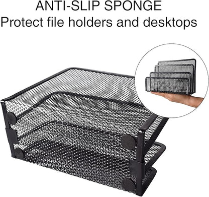 wishacc Desk Mail Organizer Small File Holders Letter Metal Mesh - Image 6