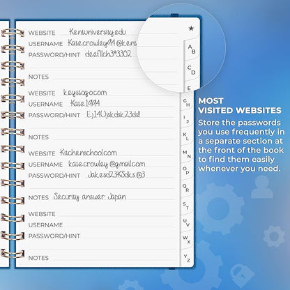 Clever Fox Password Book Spiral – Internet Address & Password Organizer - Image 4